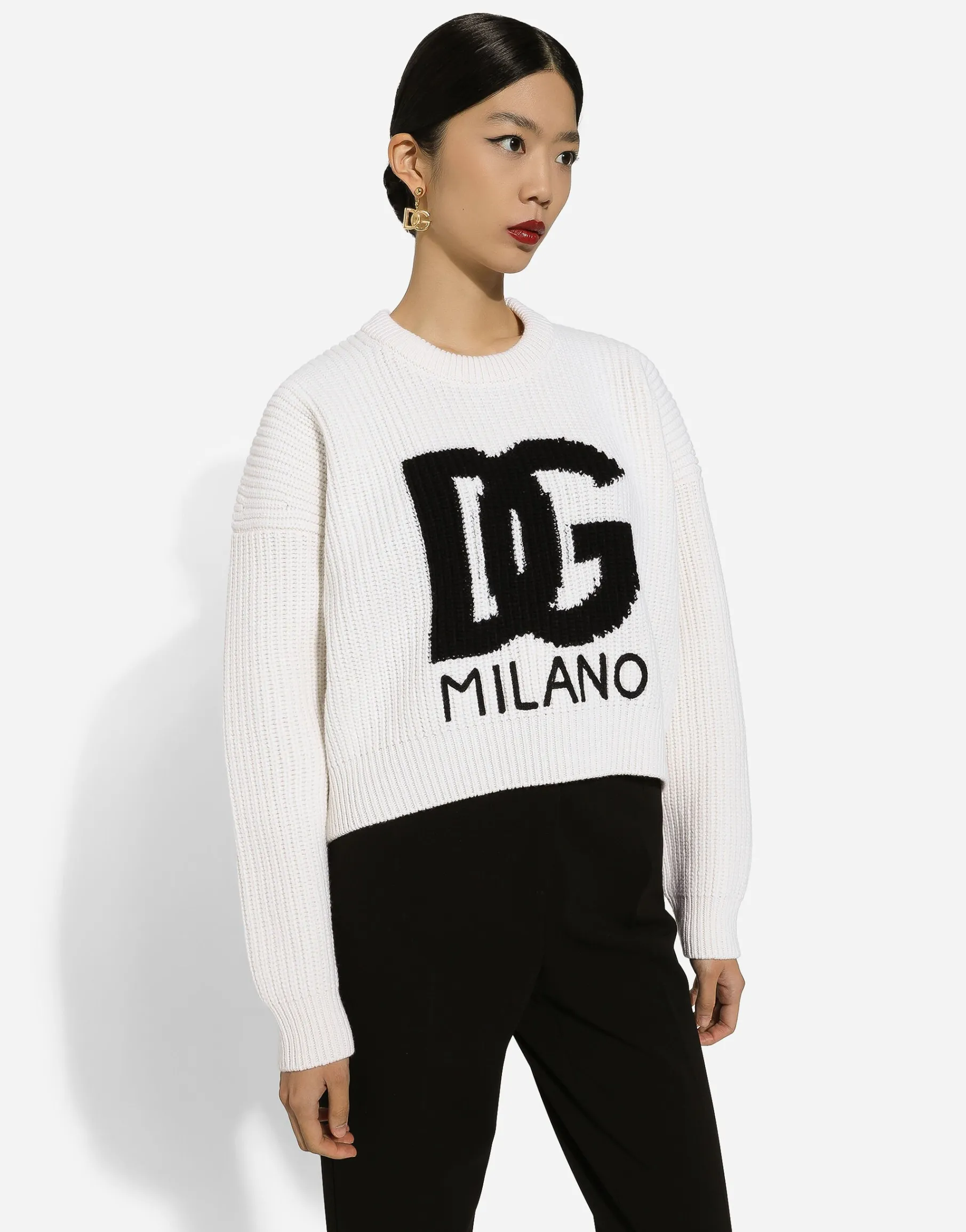 Ribbed wool sweater with DG logo