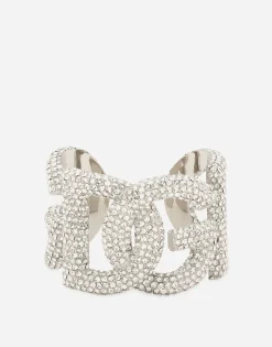 Rigid rhinestone-detailed bracelet with DG logo