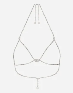 Rigid rhinestone-detailed decorative bra with DG logo