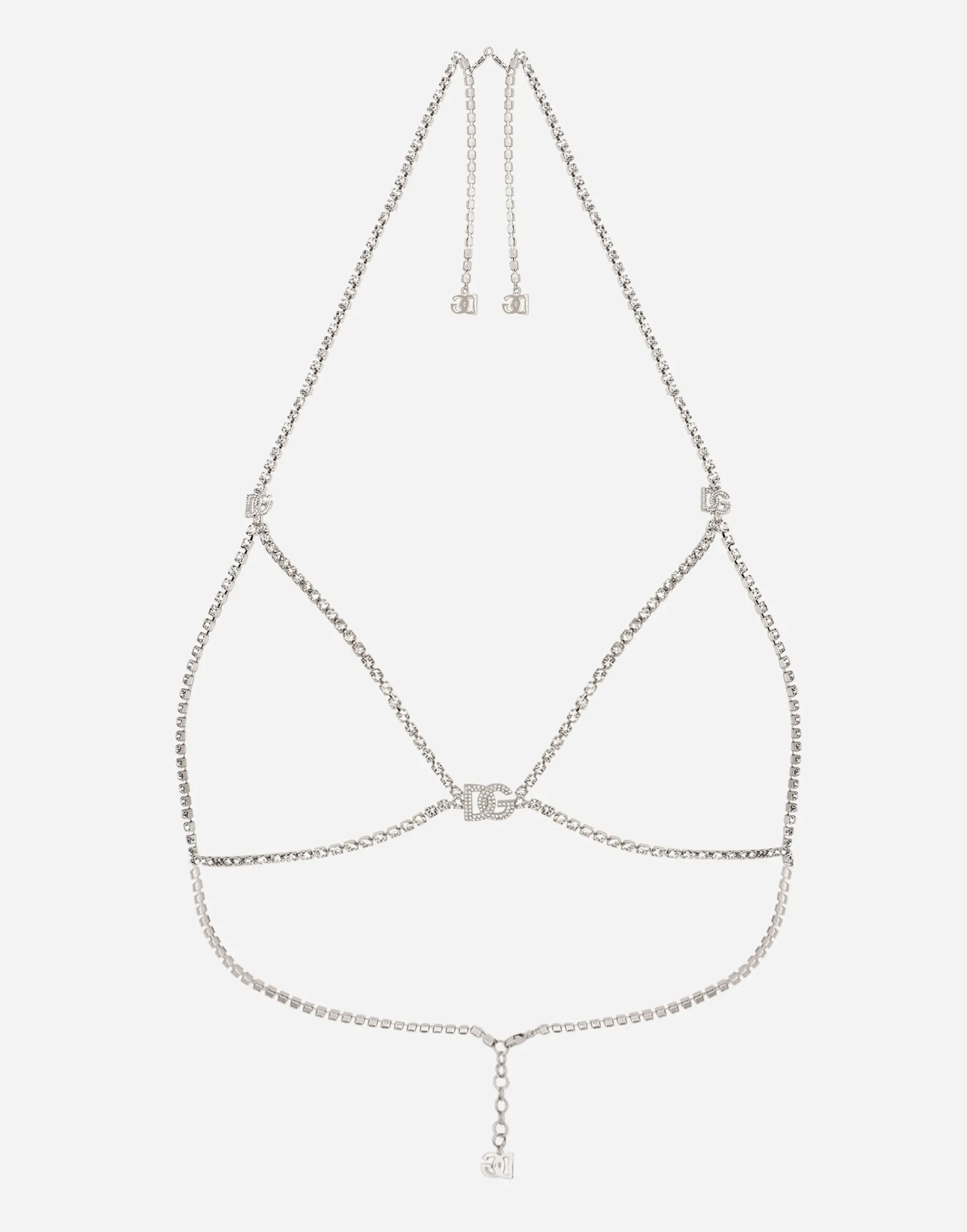 Rigid rhinestone-detailed decorative bra with DG logo