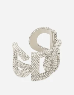 Rigid rhinestone-detailed bracelet with DG logo