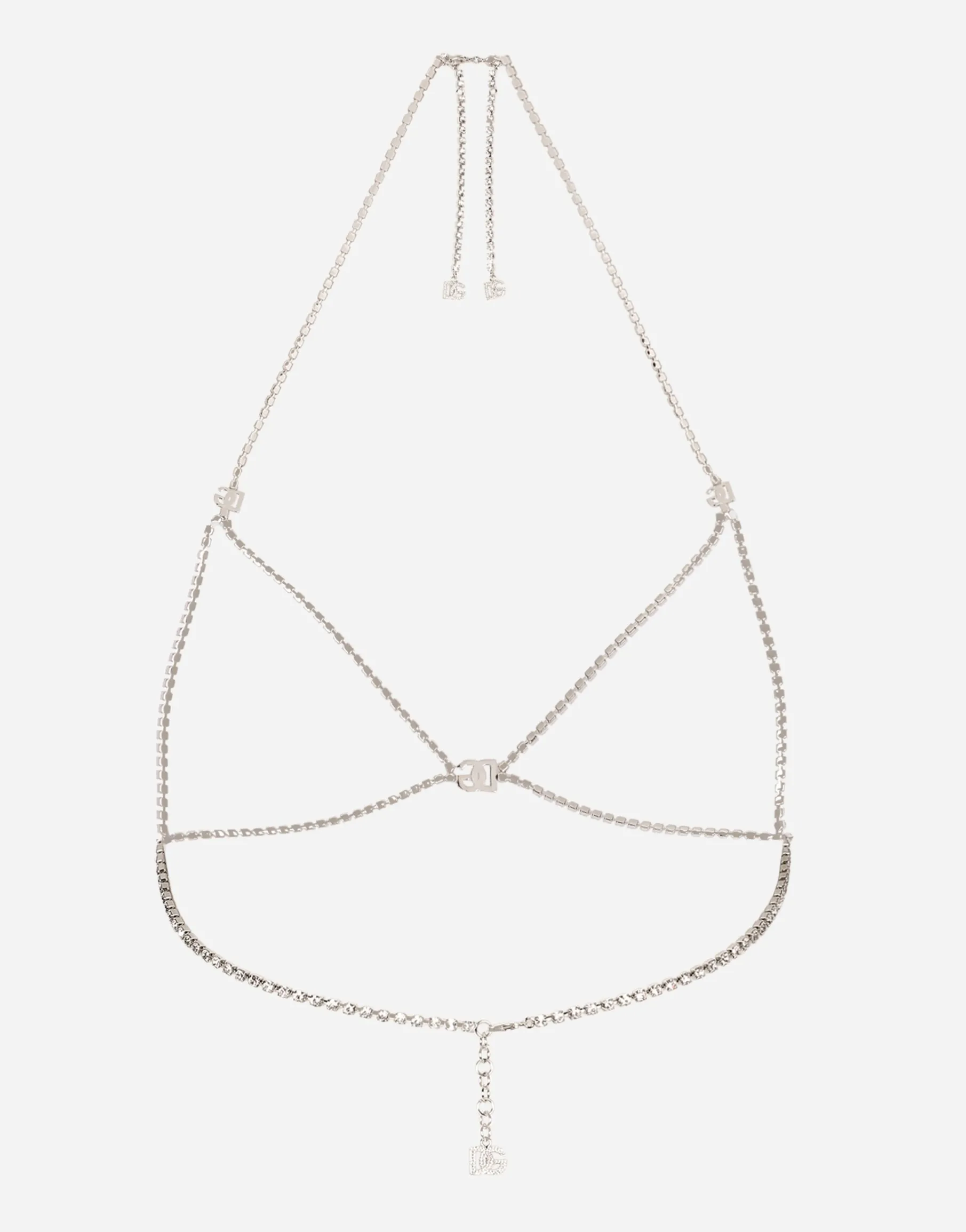 Rigid rhinestone-detailed decorative bra with DG logo