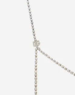 Rigid rhinestone-detailed decorative bra with DG logo