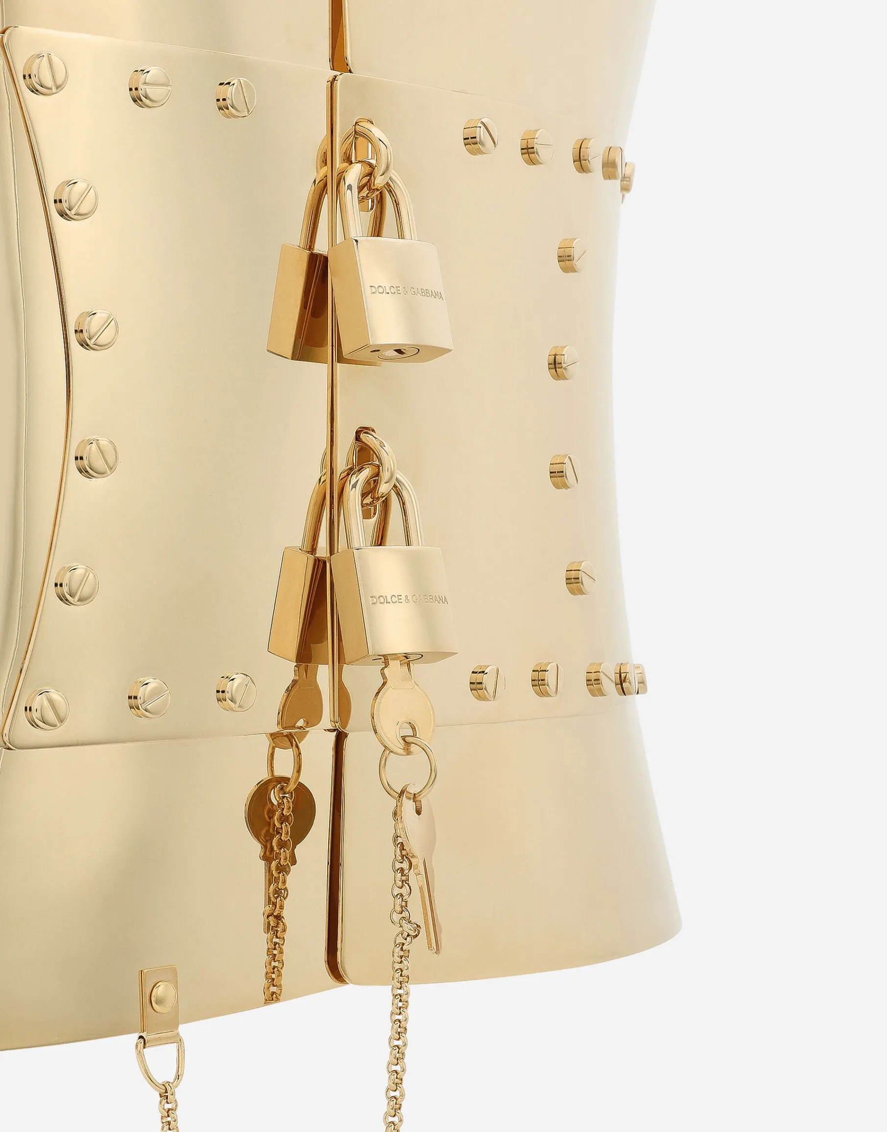 Rigid wide corset belt with padlocks