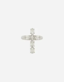 Ring with rhinestone “DNA” cross