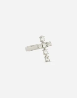 Ring with rhinestone “DNA” cross