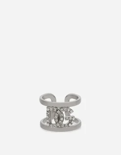 Ring with rhinestone-detailed DG logo