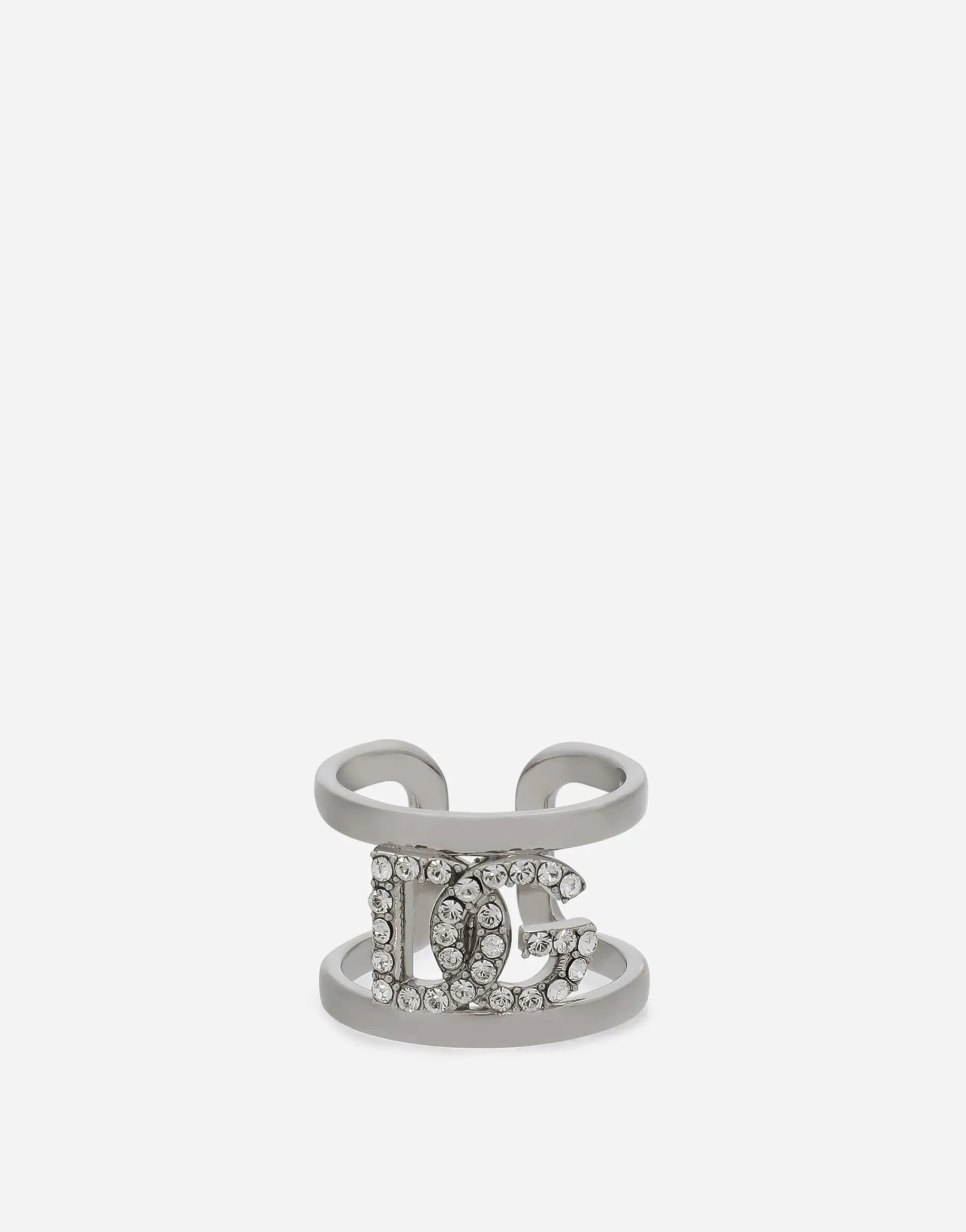 Ring with rhinestone-detailed DG logo