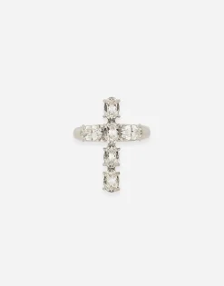 Ring with rhinestone-detailed cross