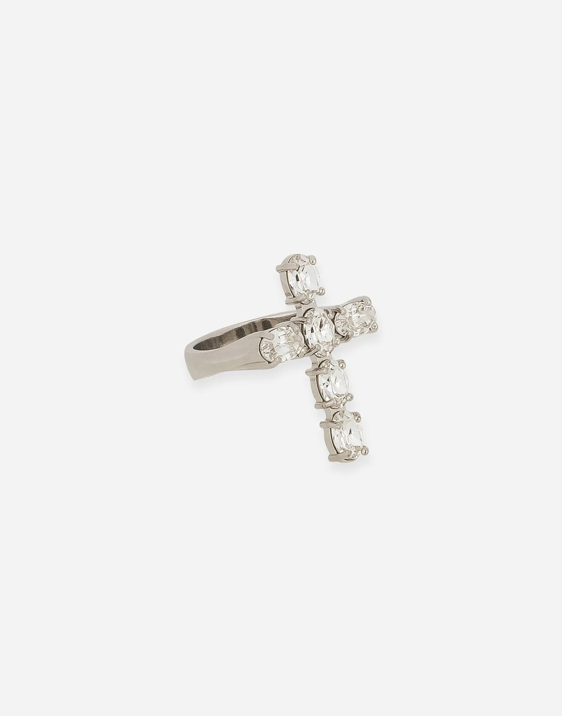 Ring with rhinestone-detailed cross