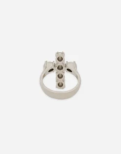 Ring with rhinestone-detailed cross