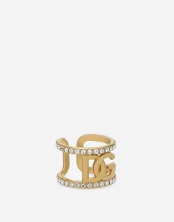 Ring with rhinestones and DG logo