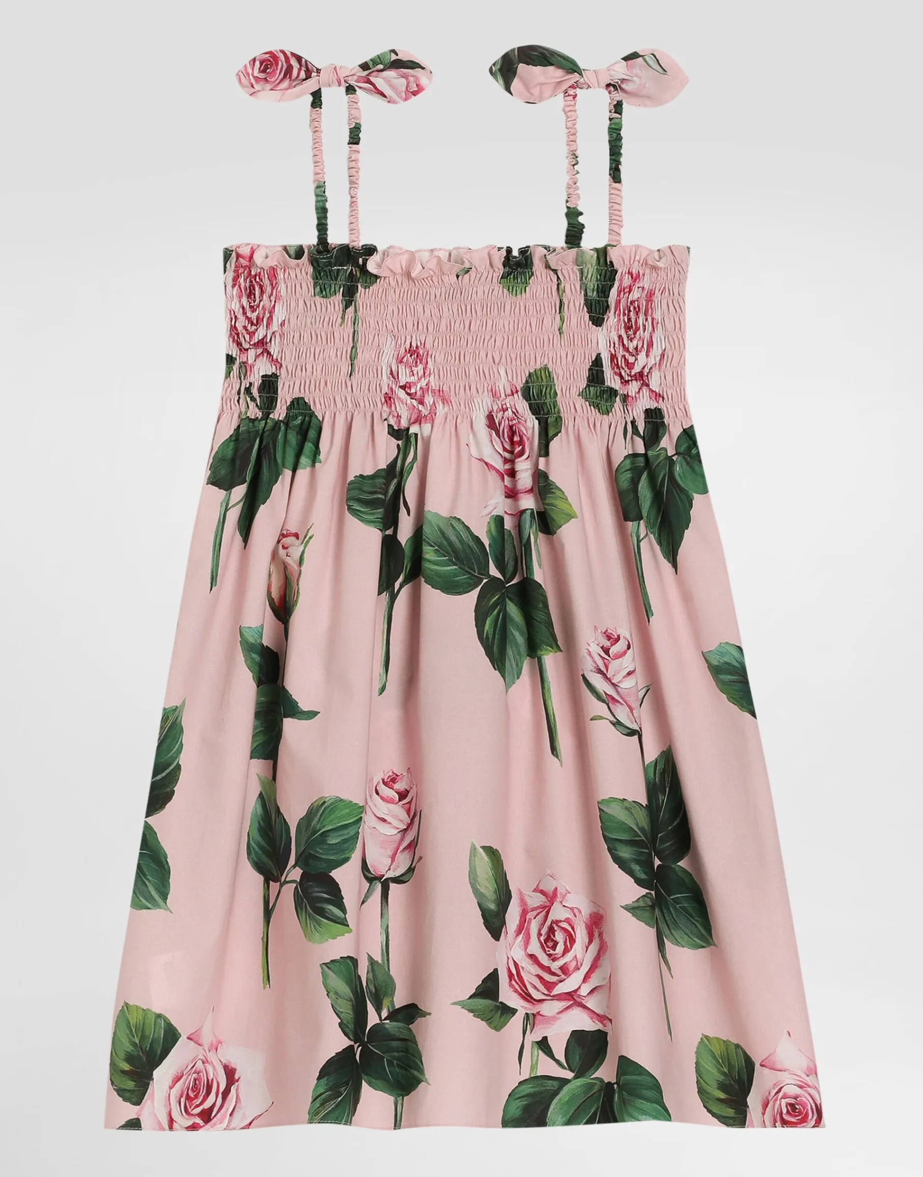 Rose-print poplin dress