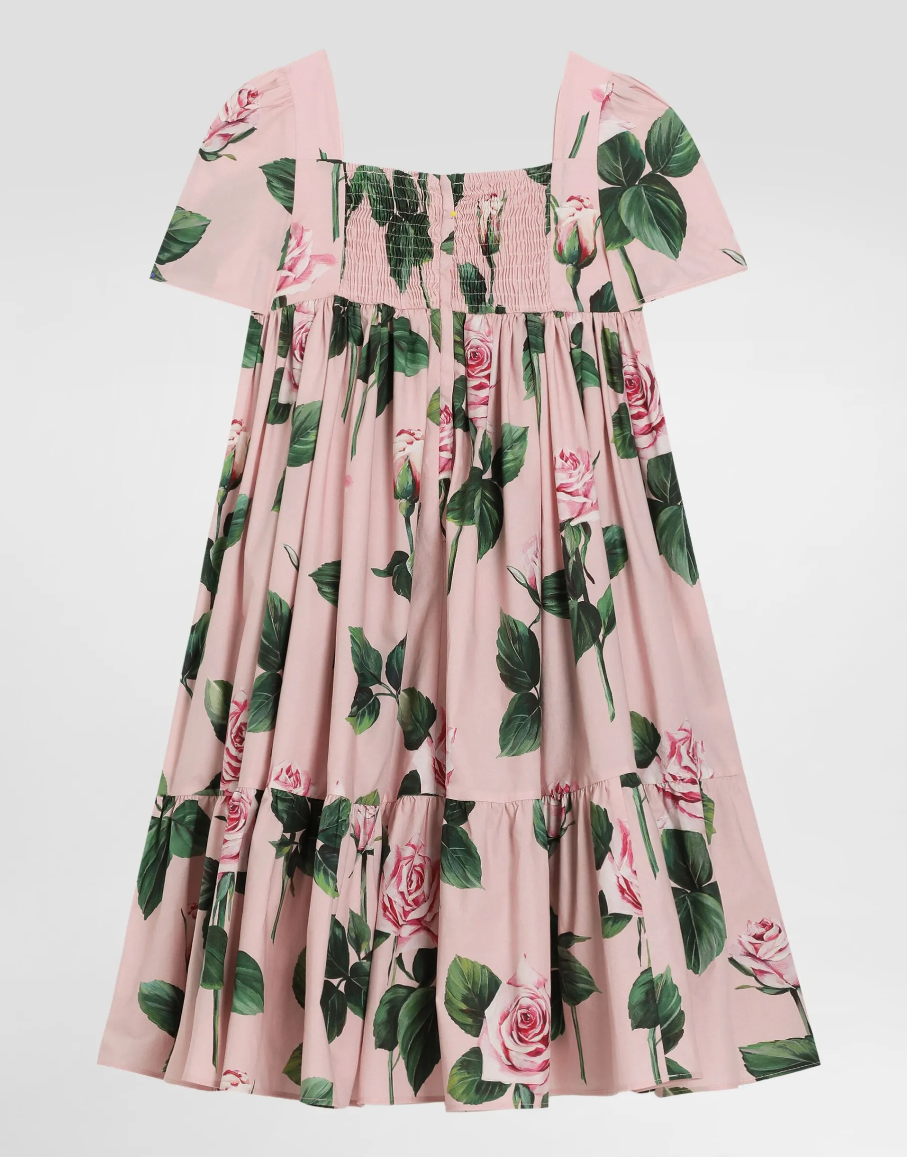 Rose-print poplin dress