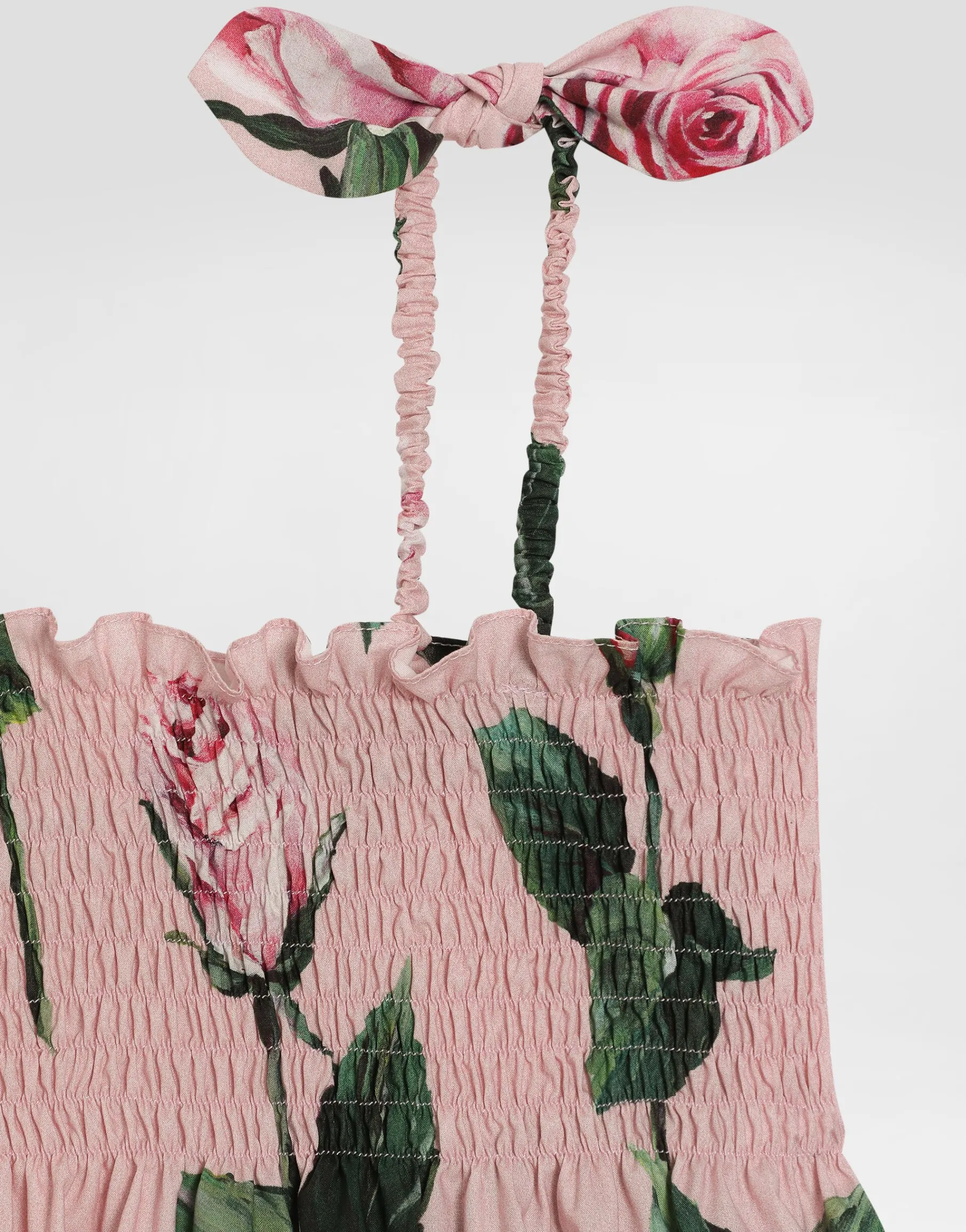 Rose-print poplin dress