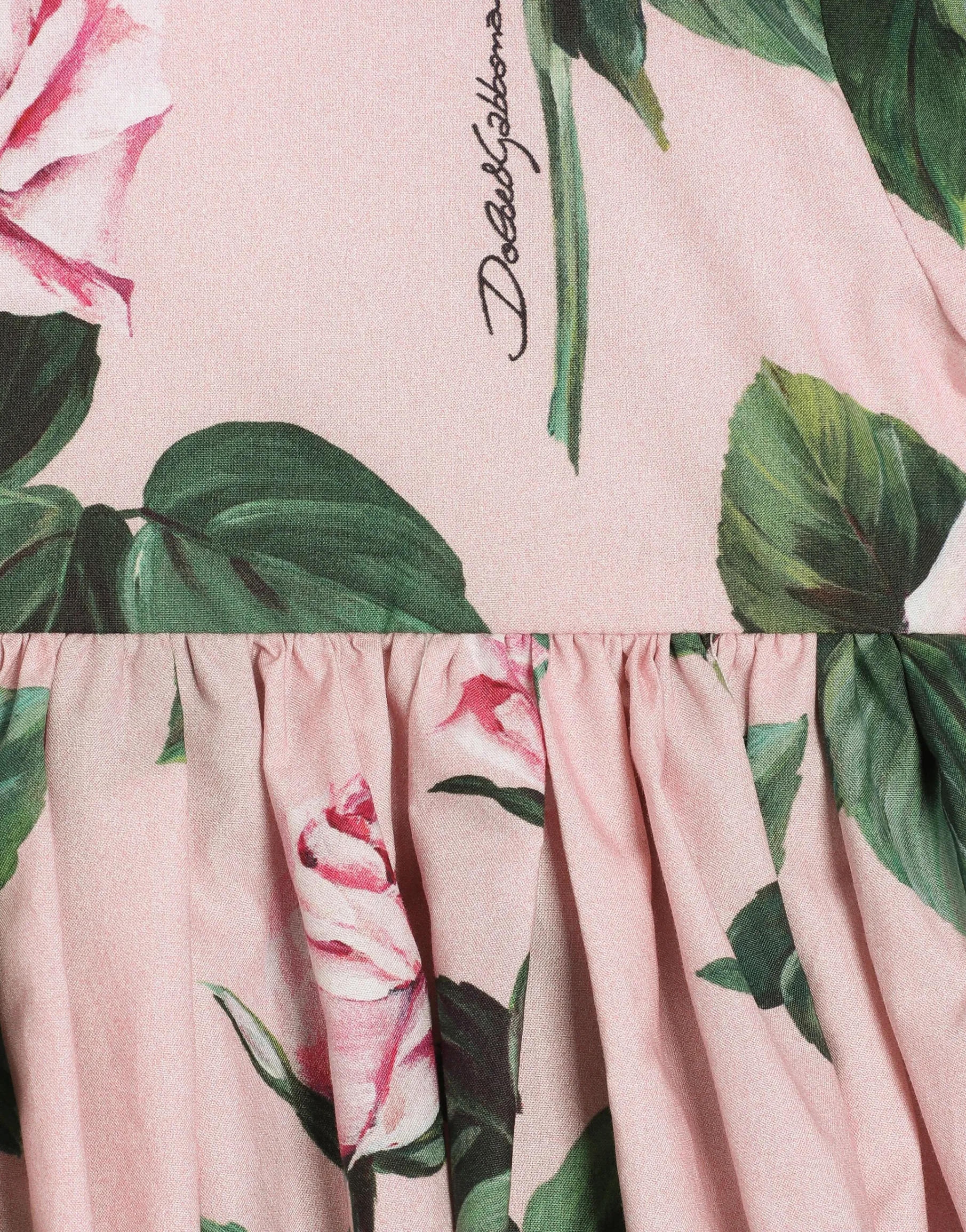 Rose-print poplin dress