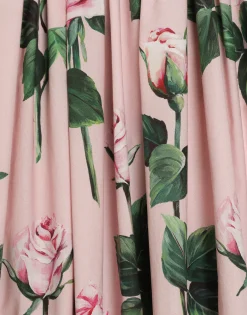 Rose-print poplin dress