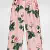 Rose-print twill pajama pants