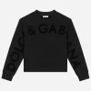 Round-neck jersey sweatshirt with flocked print