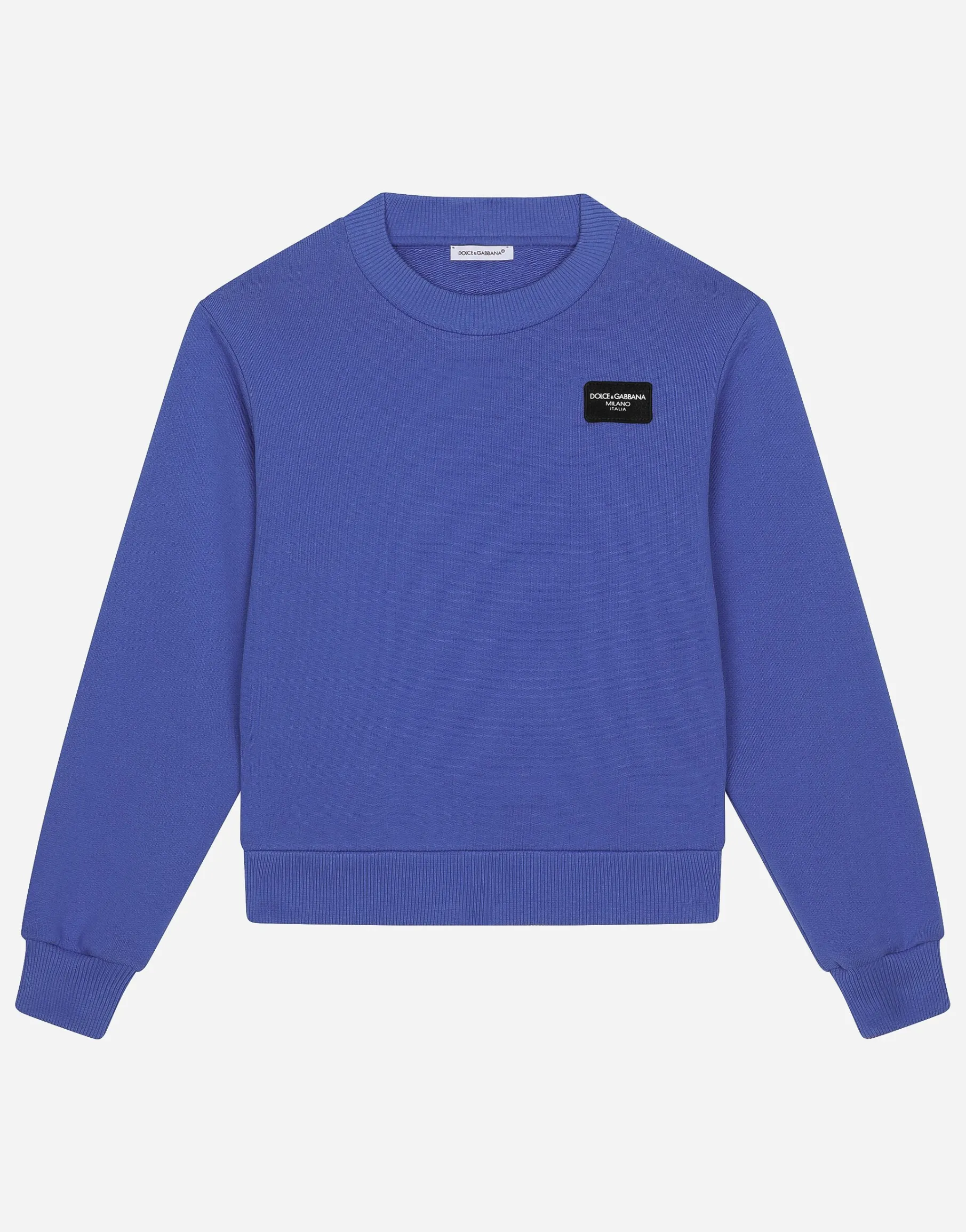 Round-neck jersey with logo tag