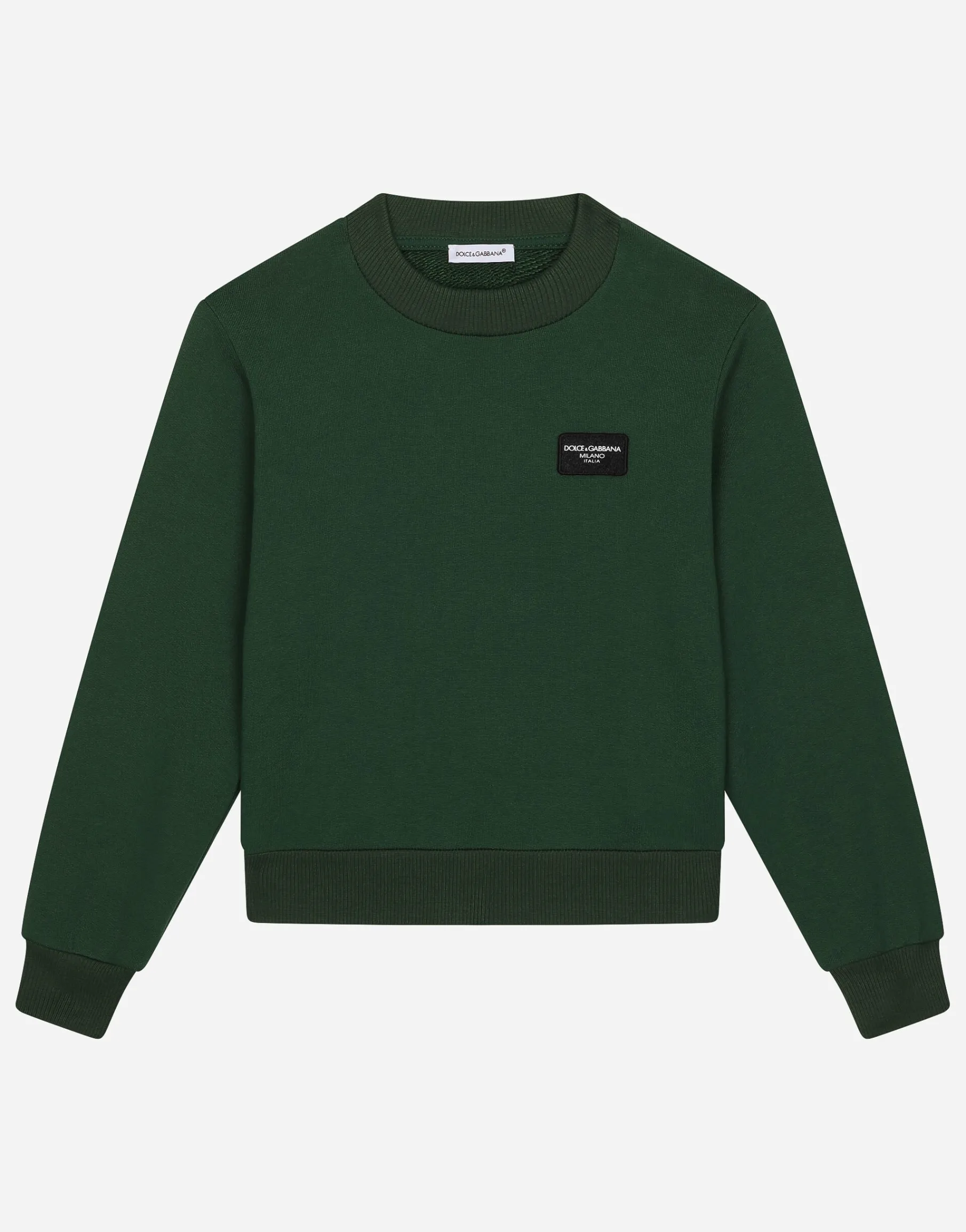 Round-neck jersey with logo tag