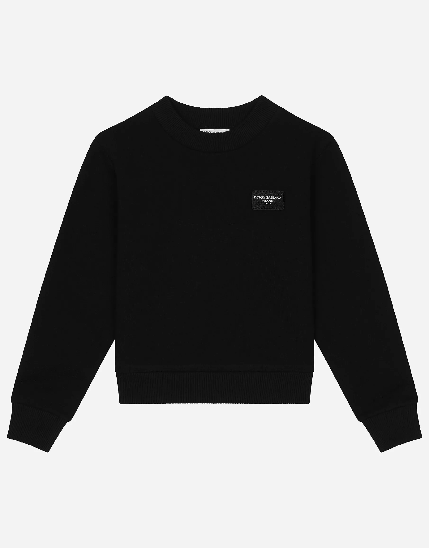 Round-neck jersey with logo tag