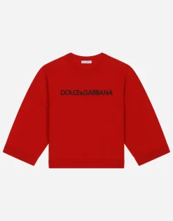 Round-neck pullover with logo embroidery