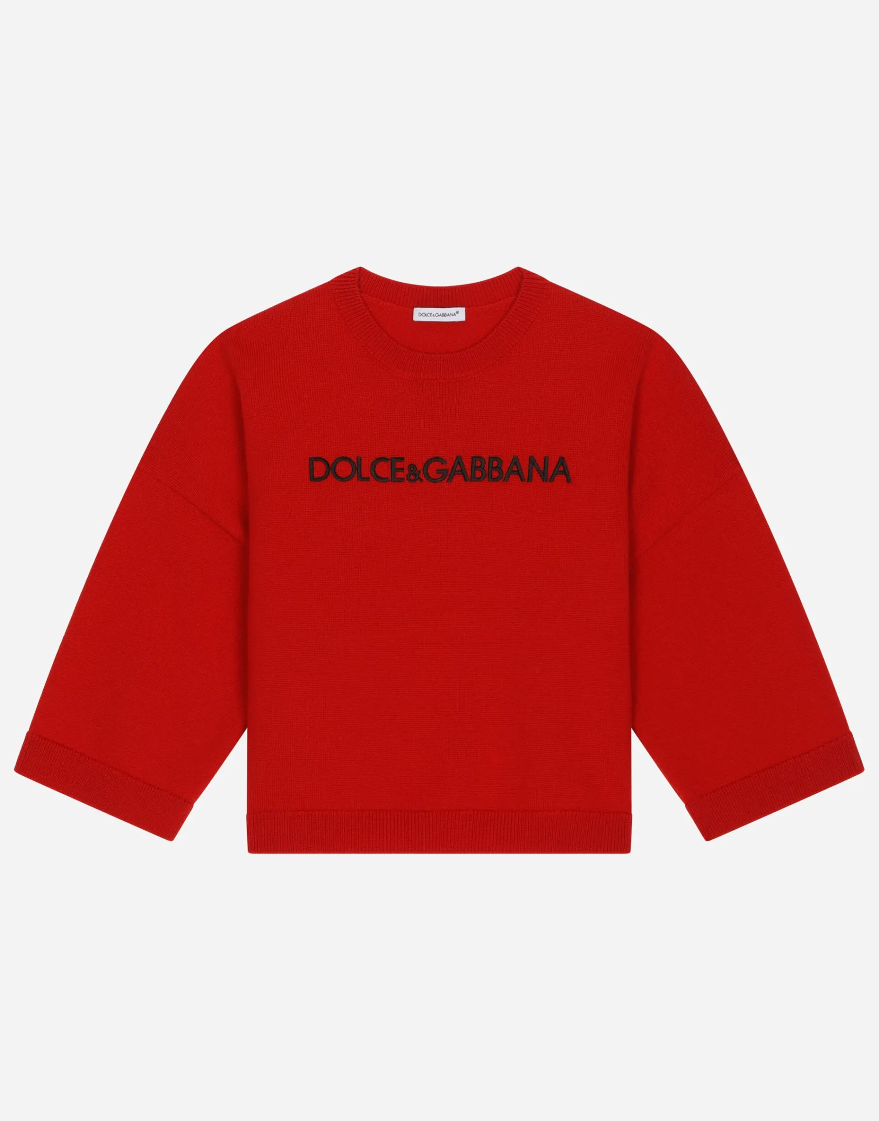 Round-neck pullover with logo embroidery