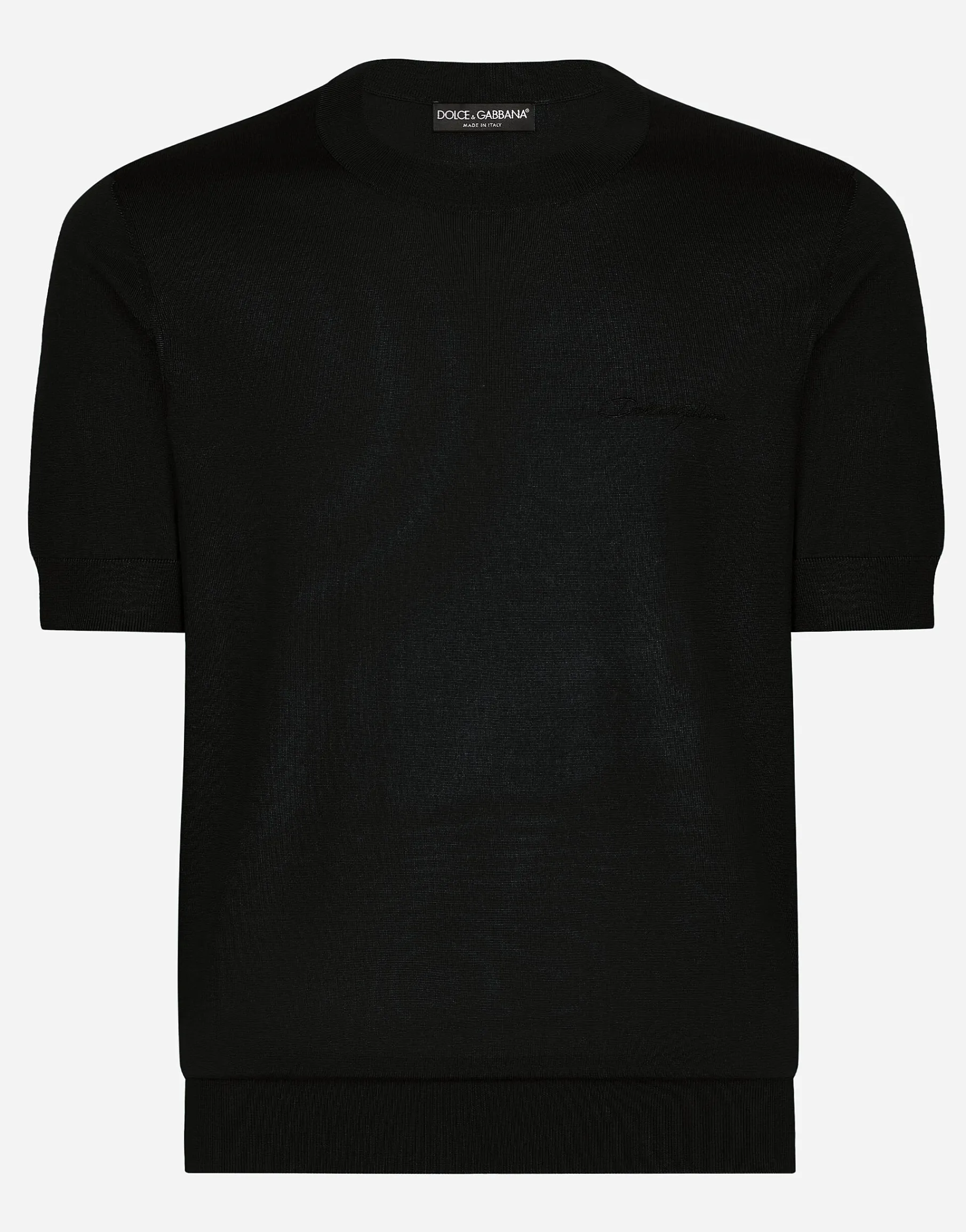 Round-neck silk sweater with Dolce&Gabbana logo