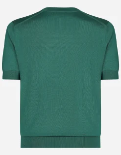 Round-neck silk sweater with Dolce&Gabbana logo