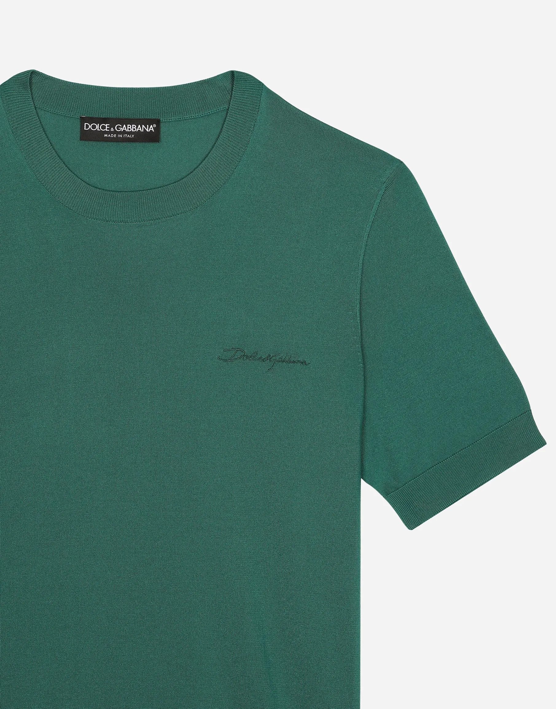 Round-neck silk sweater with Dolce&Gabbana logo