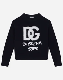 Round-neck sweater with DG logo inlay