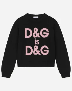Round-neck sweater with DG logo inlay