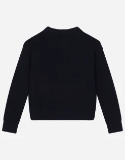 Round-neck sweater with DG logo inlay