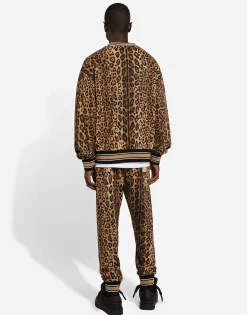 Round-neck sweatshirt with leopard-print Crespo and tag