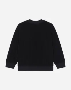 Round-neck terrycloth sweatshirt with logo tag