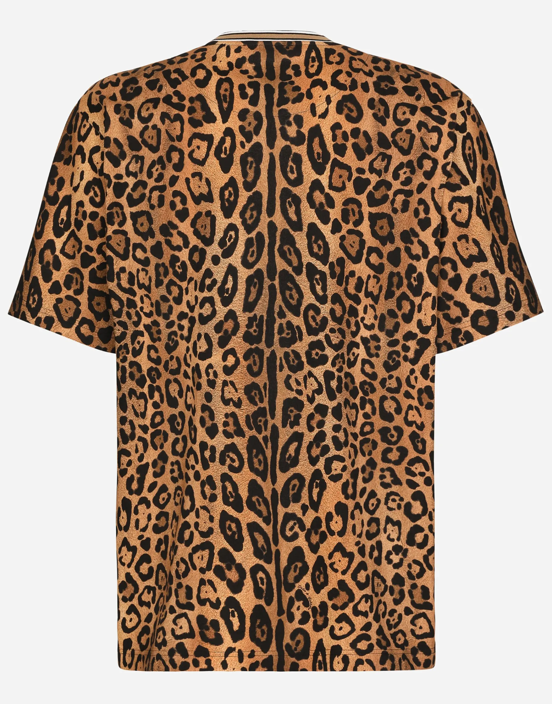 Round-neck T-shirt with leopard-print Crespo and tag