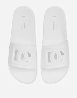 Rubber beachwear sliders with DG logo