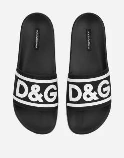 Rubber beachwear sliders with DG logo