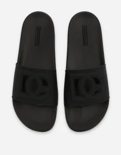 Rubber beachwear sliders with DG logo