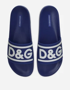 Rubber beachwear sliders with DG logo
