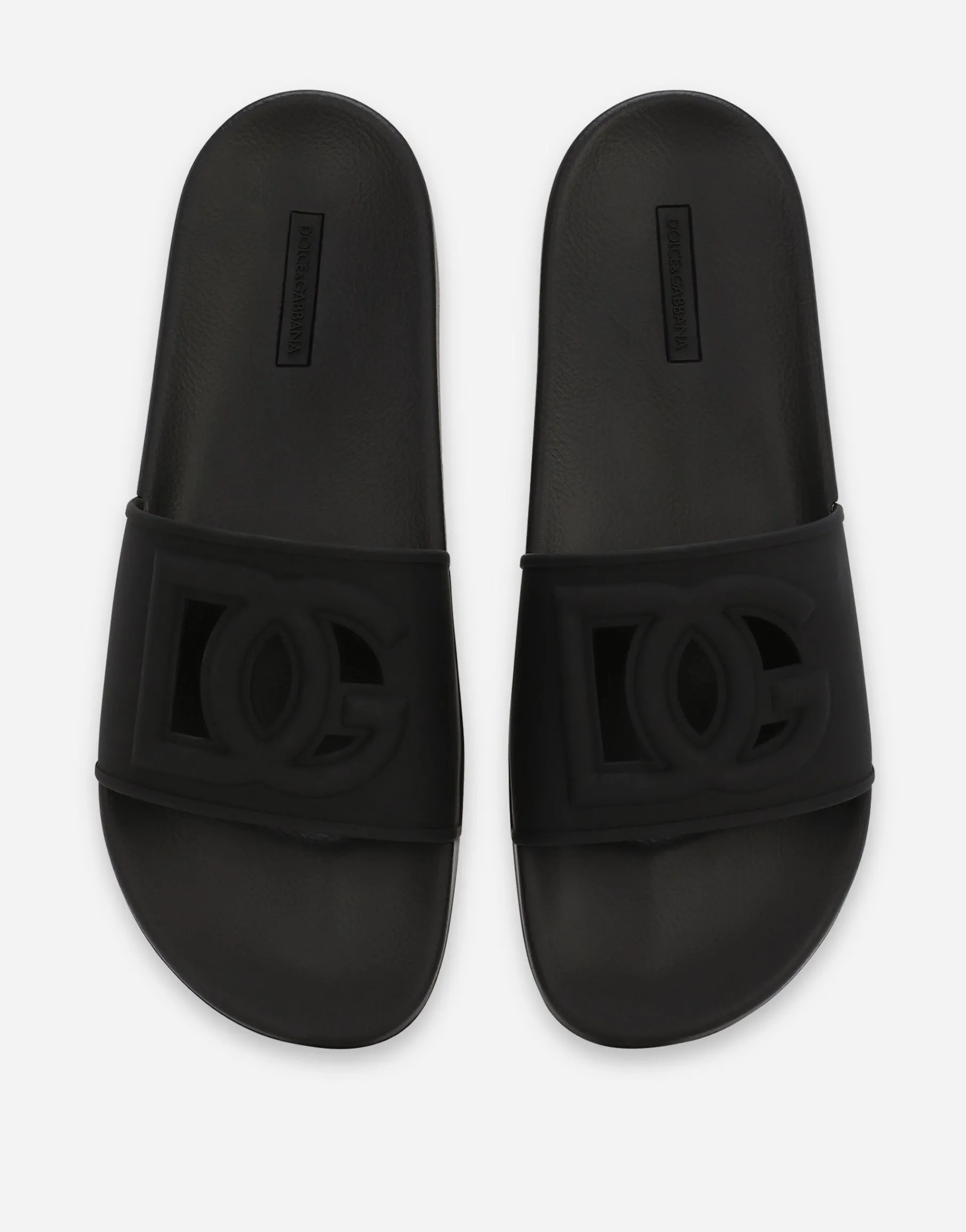 Rubber beachwear sliders with DG logo