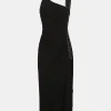 Sable calf-length dress with laces and eyelets