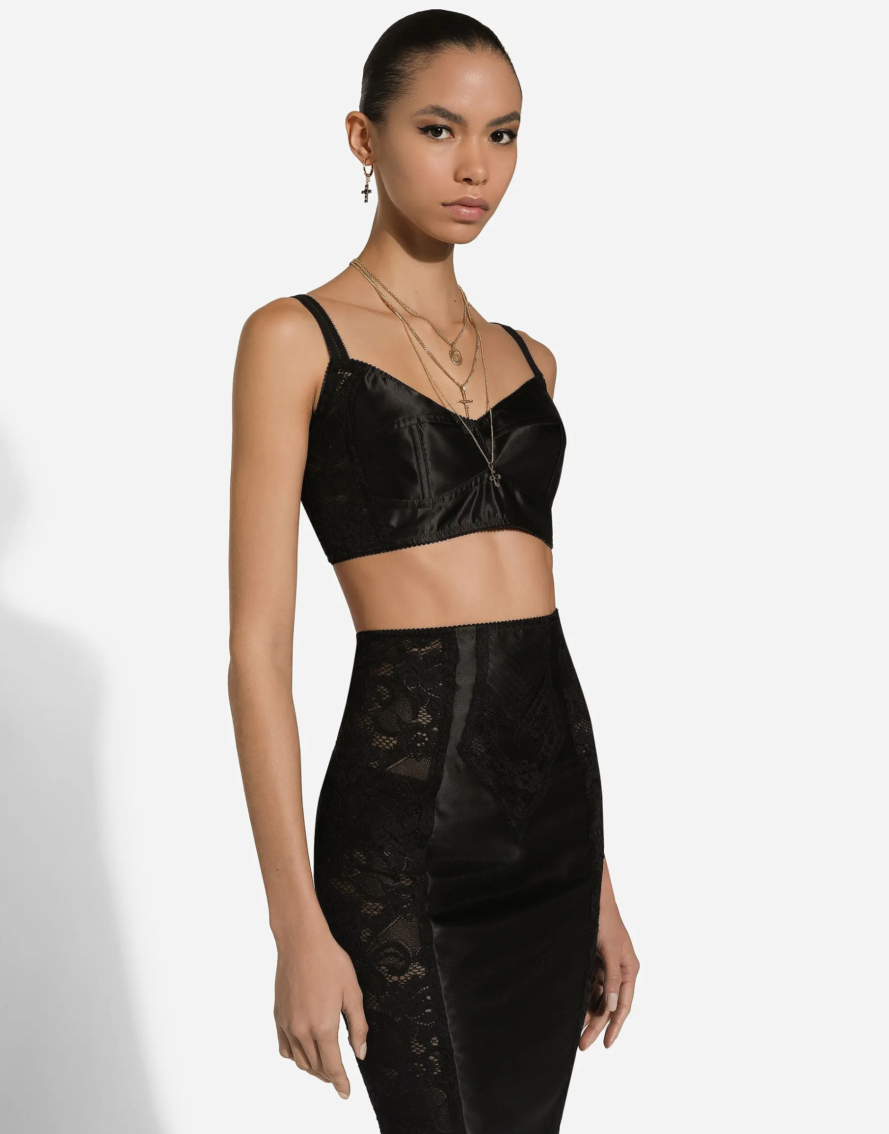 Satin and lace bralette top