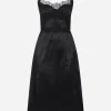 Satin and lace calf-length slip dress