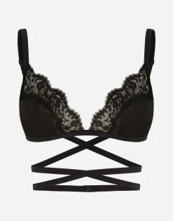 Satin and lace triangle bra