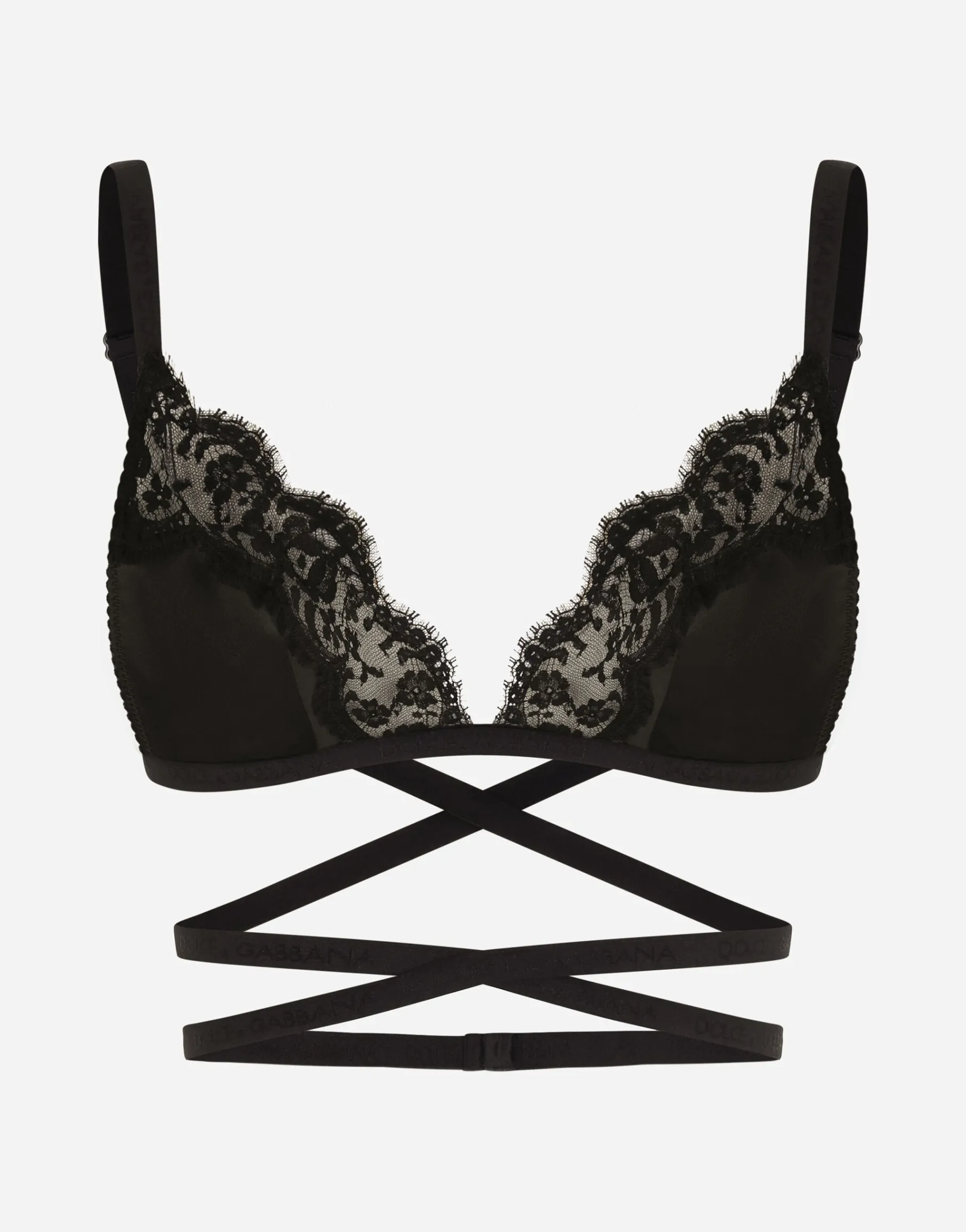 Satin and lace triangle bra