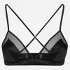 Satin and tulle soft-cup triangle bra