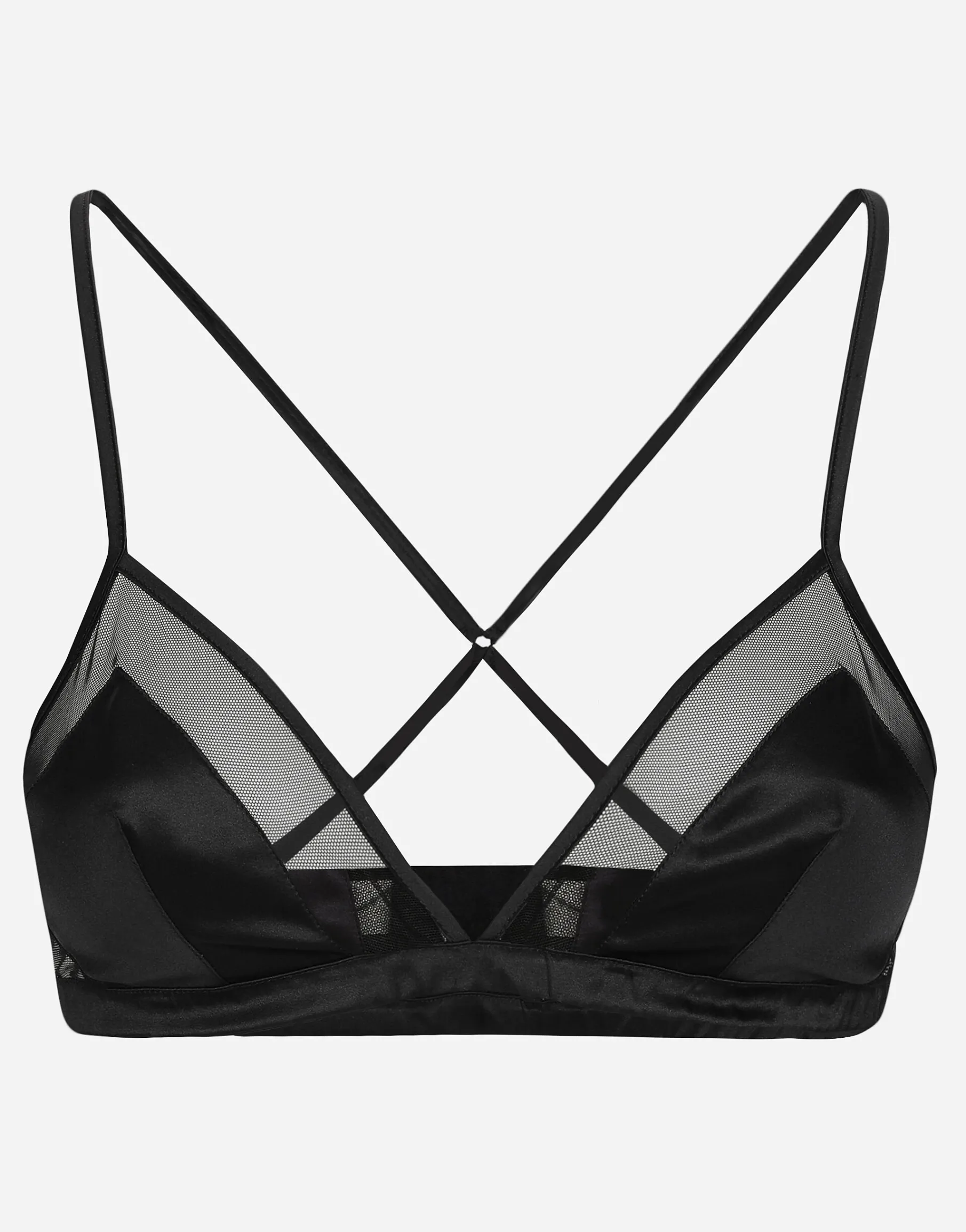 Satin and tulle soft-cup triangle bra