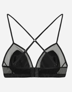 Satin and tulle soft-cup triangle bra